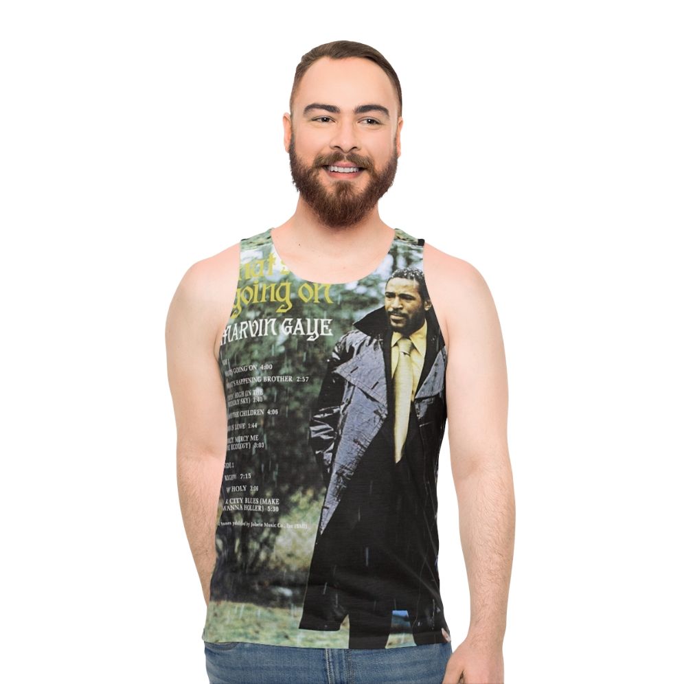 Unisex tank top with retro music and vintage style - men