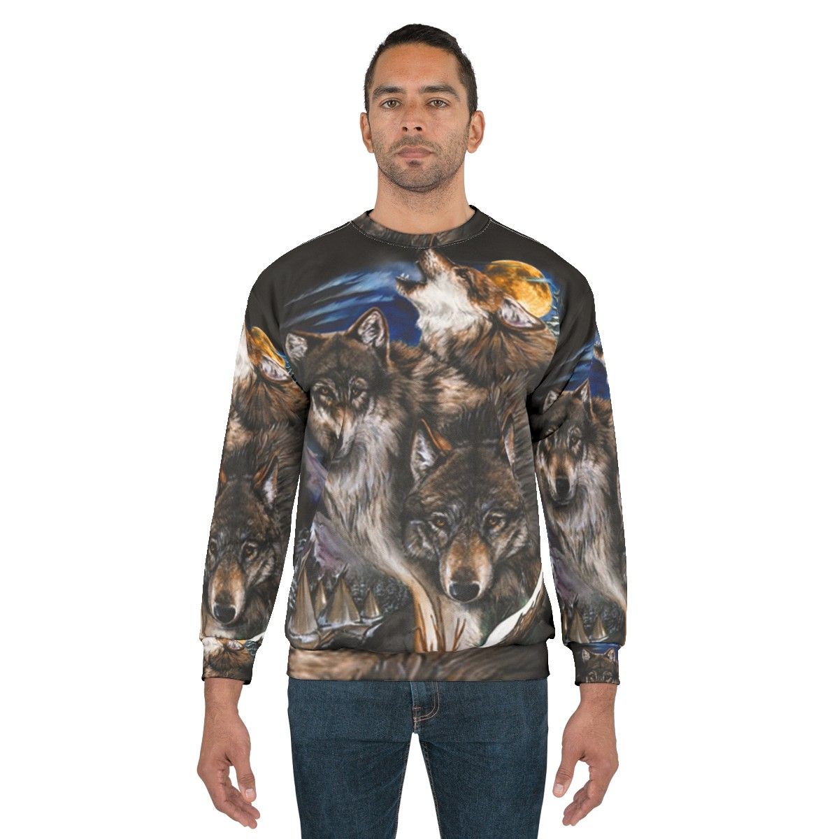 Howling Wolves In Full Moon Sweatshirt - men