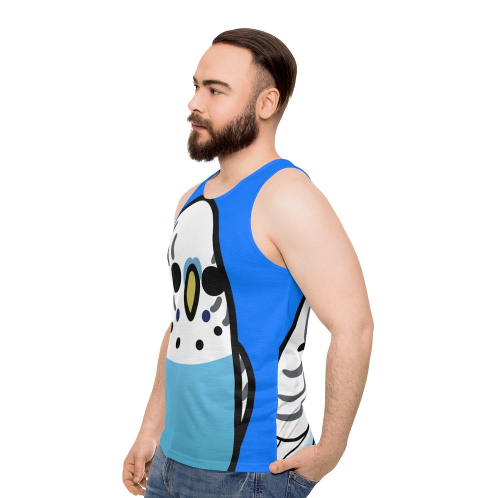 Unisex bird and budgie pattern tank top - men side