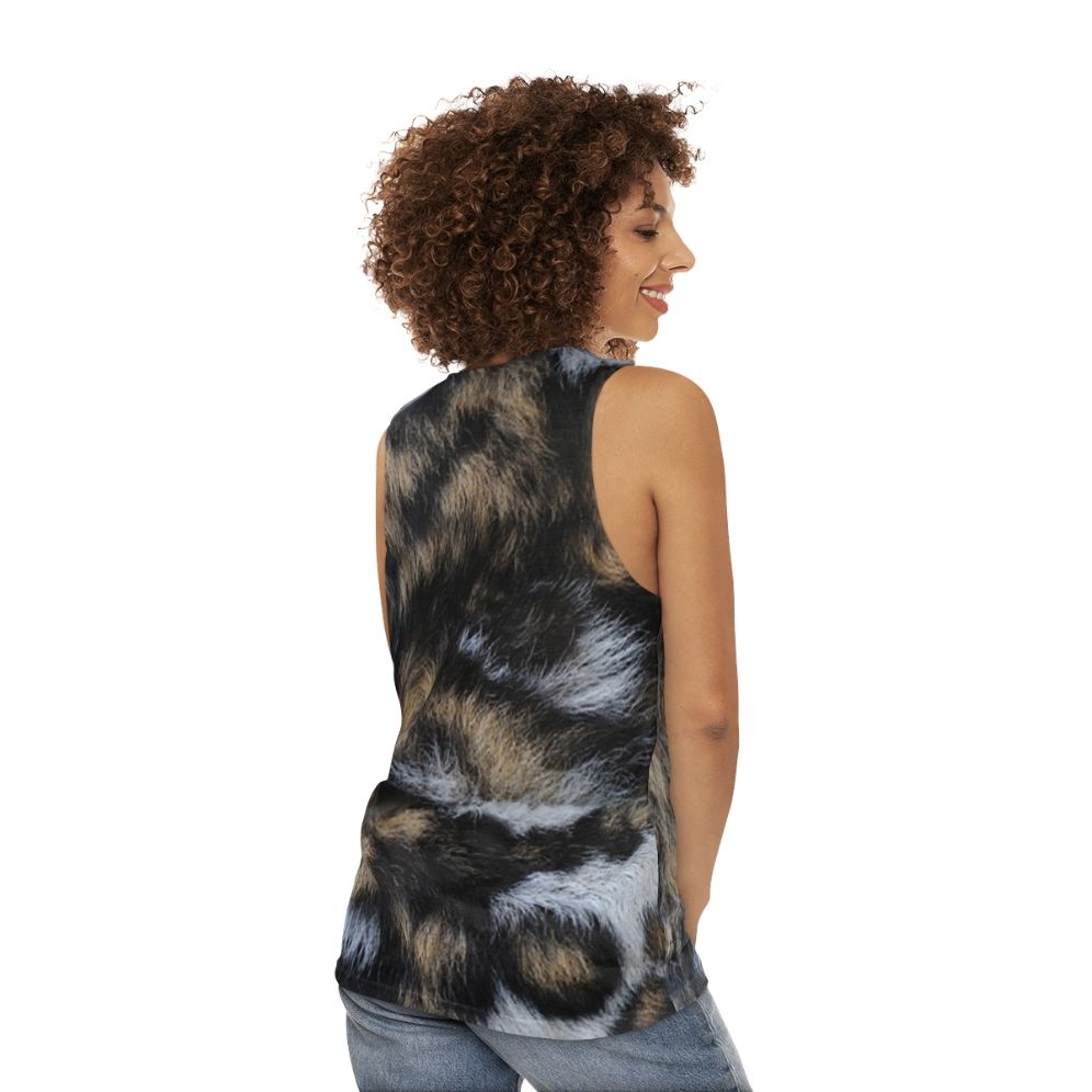 Unisex tank top with African wild dog print design - women back