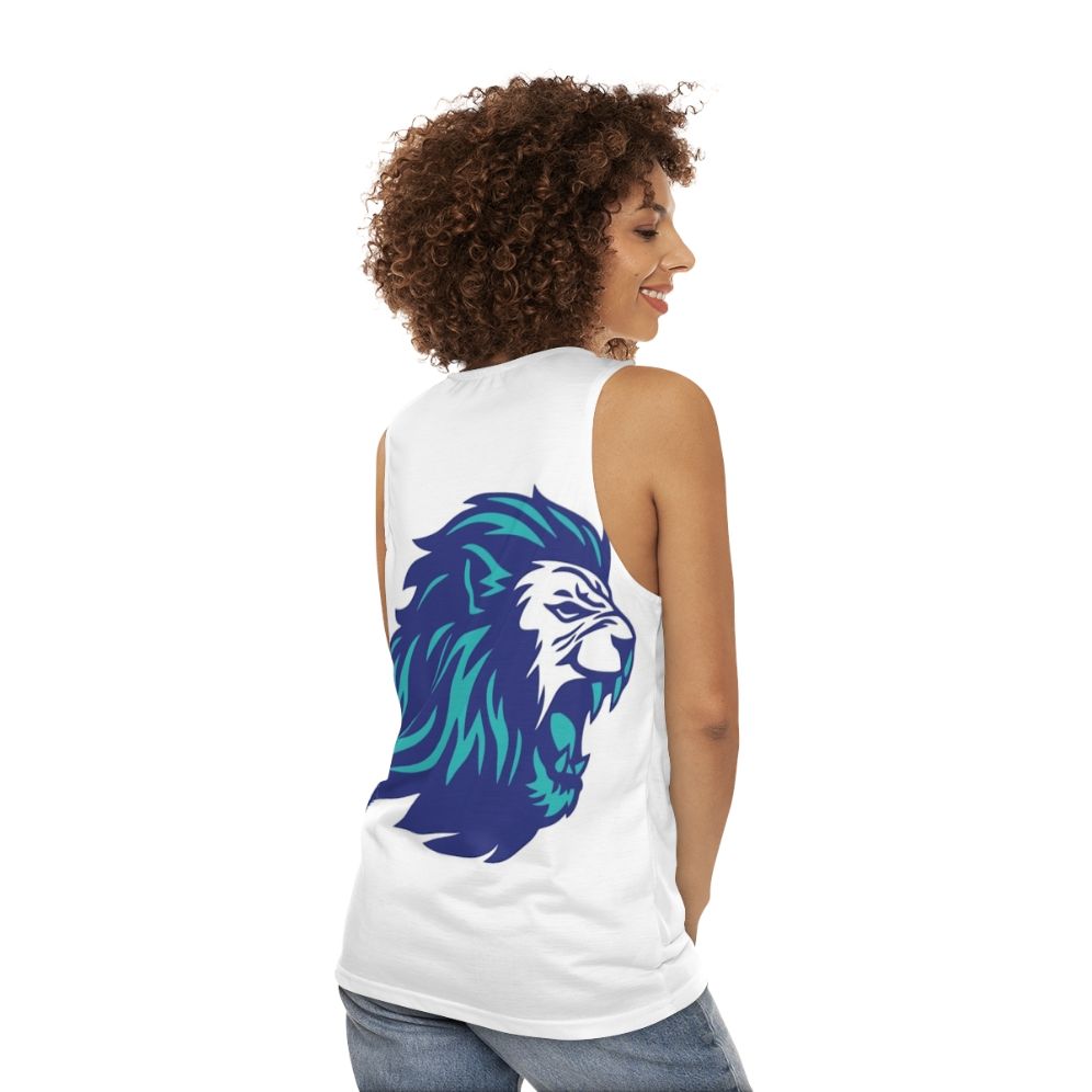 Blue Unisex Tank Top with Legendary Animal Power Design - women back