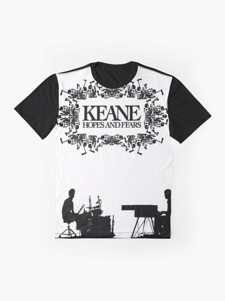 Hopes and Fears Graphic T-Shirt featuring the Keane band logo and album art - Flat lay