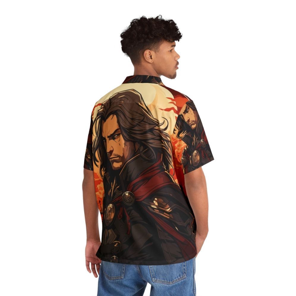 Castlevania vampire Hawaiian shirt with Dracula and Alucard characters - People Back