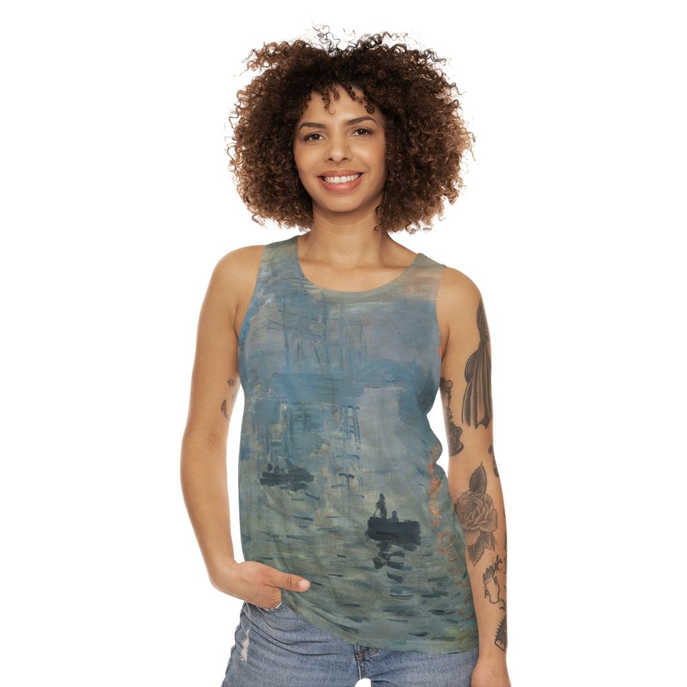 Monet Impression Sunrise Unisex Fine Art Tank Top - women