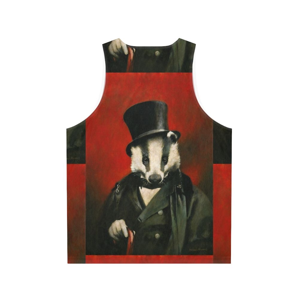 Quirky Victorian Badger Portrait Unisex Tank Top - Back