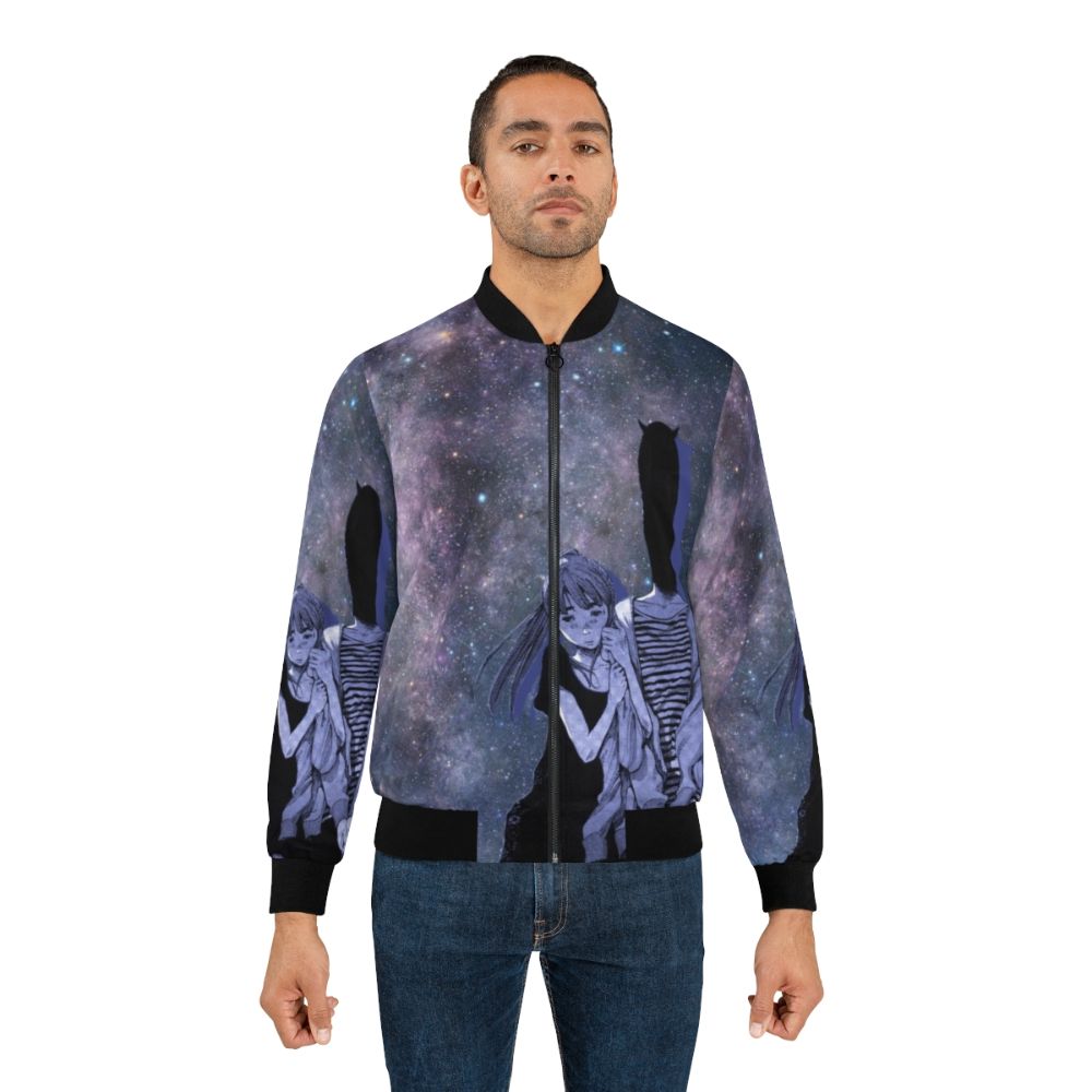 A bomber jacket featuring a starry night sky design, inspired by astronomy and astrophysics. - Lifestyle