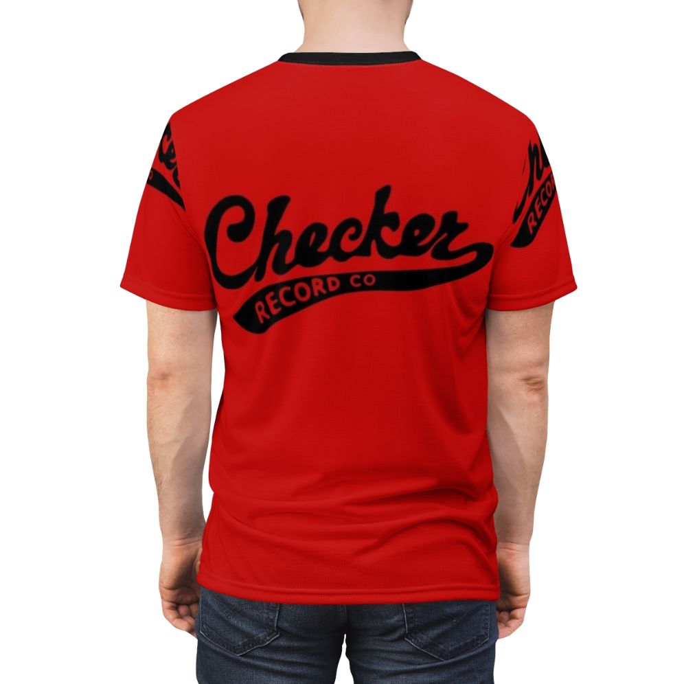 Checker Records inspired graphic t-shirt, featuring a vintage-style checker pattern design - men back