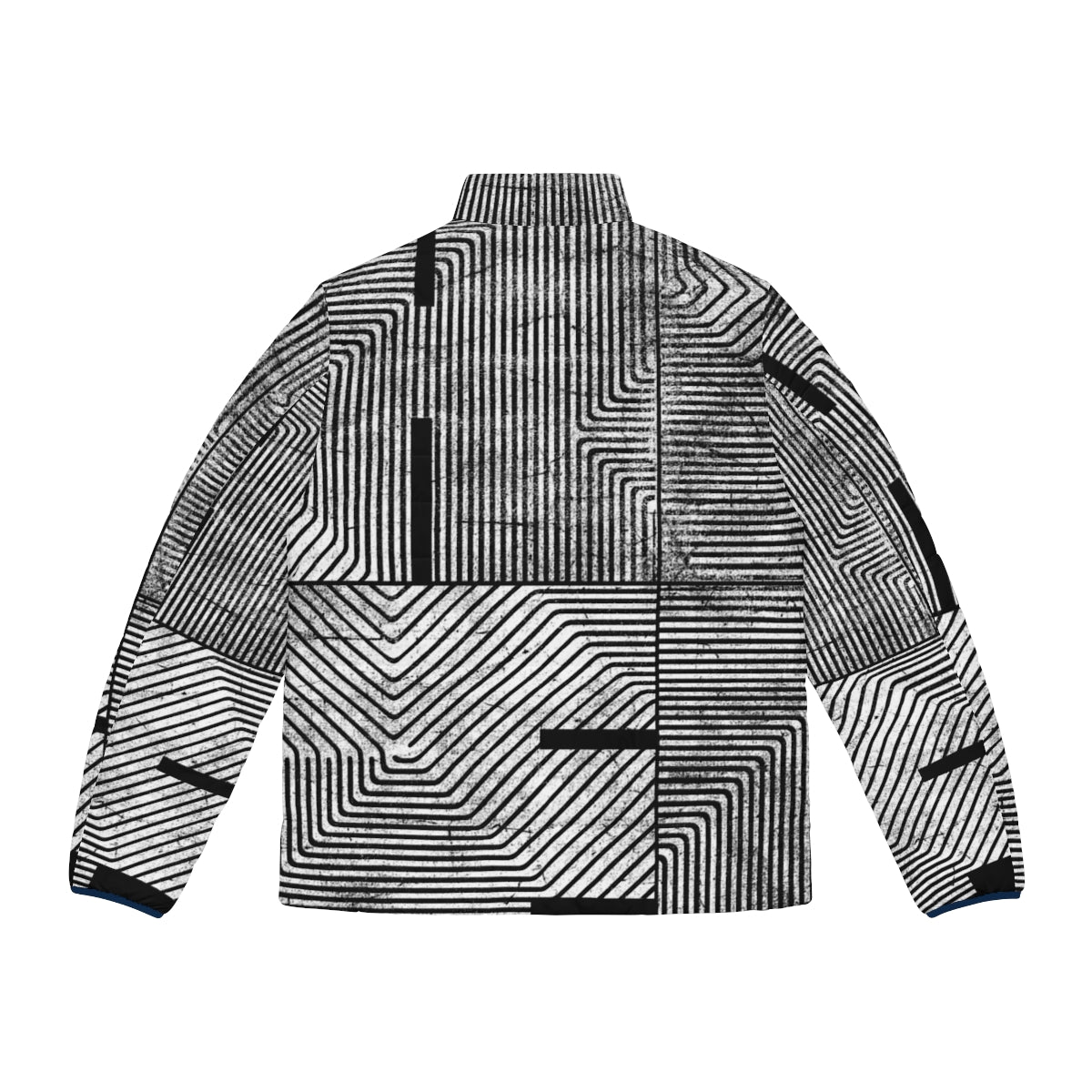 Puffer jacket with abstract geometric pattern and textured design - Back