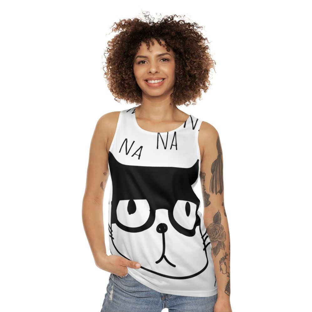 Superhero cartoon cat unisex tank top - women