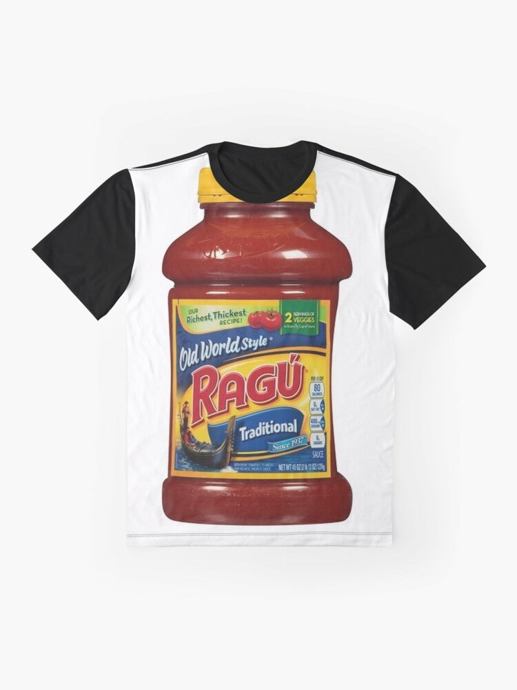 Ragu graphic t-shirt featuring the iconic Ragu pasta sauce logo and branding - Flat lay