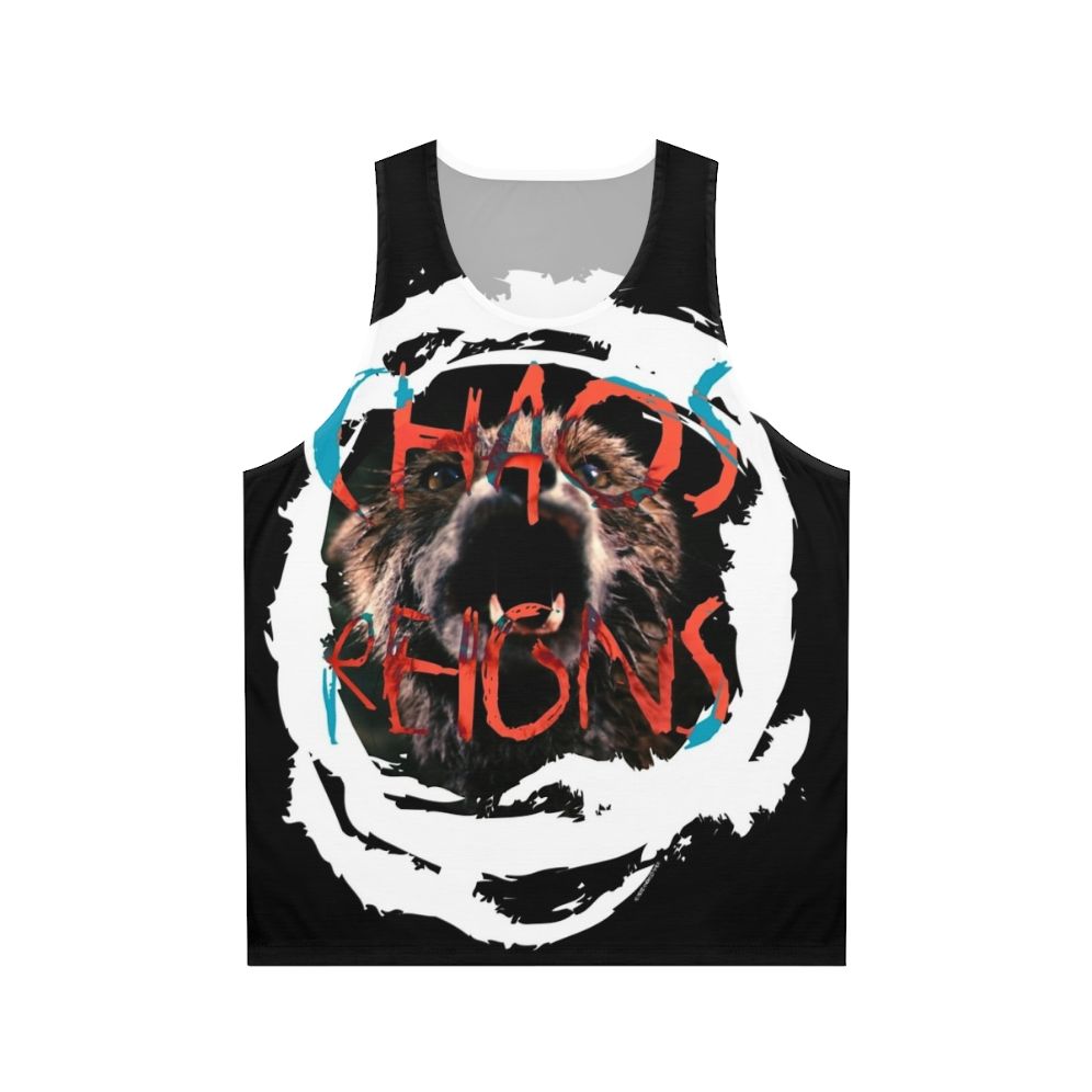 Chaos Reigns Unisex Tank Top with Cult Movie Inspired Design