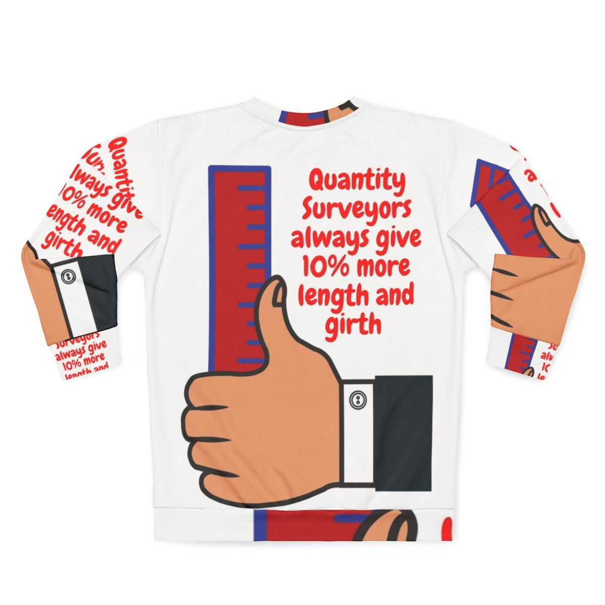 Construction surveyor sweatshirt with humorous design - Back