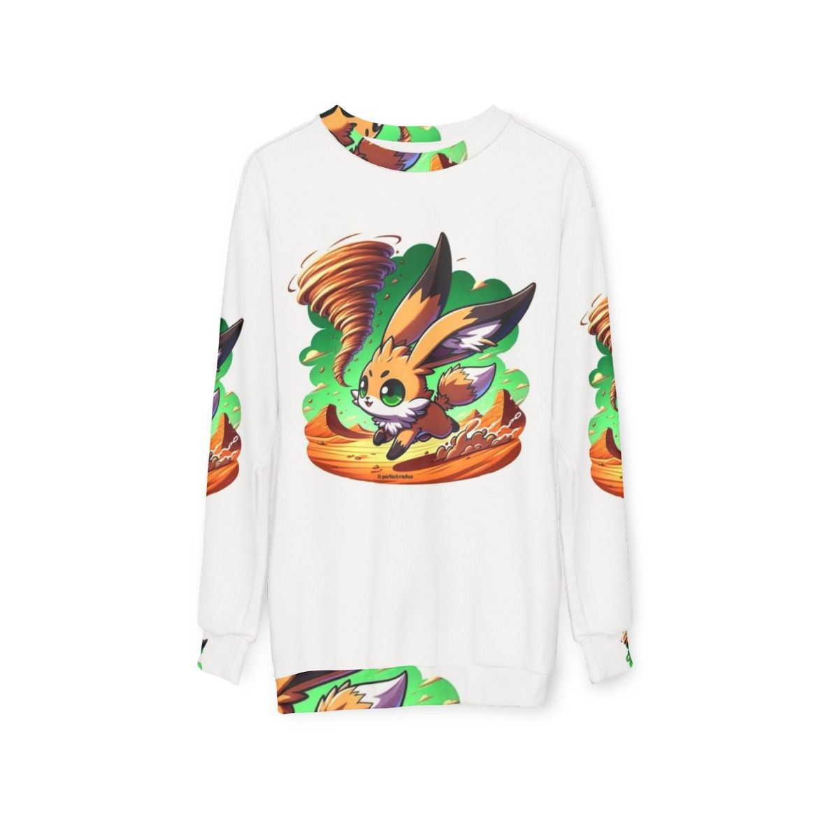 Legendary desert fox and rabbit design on a cozy sweatshirt - hanging