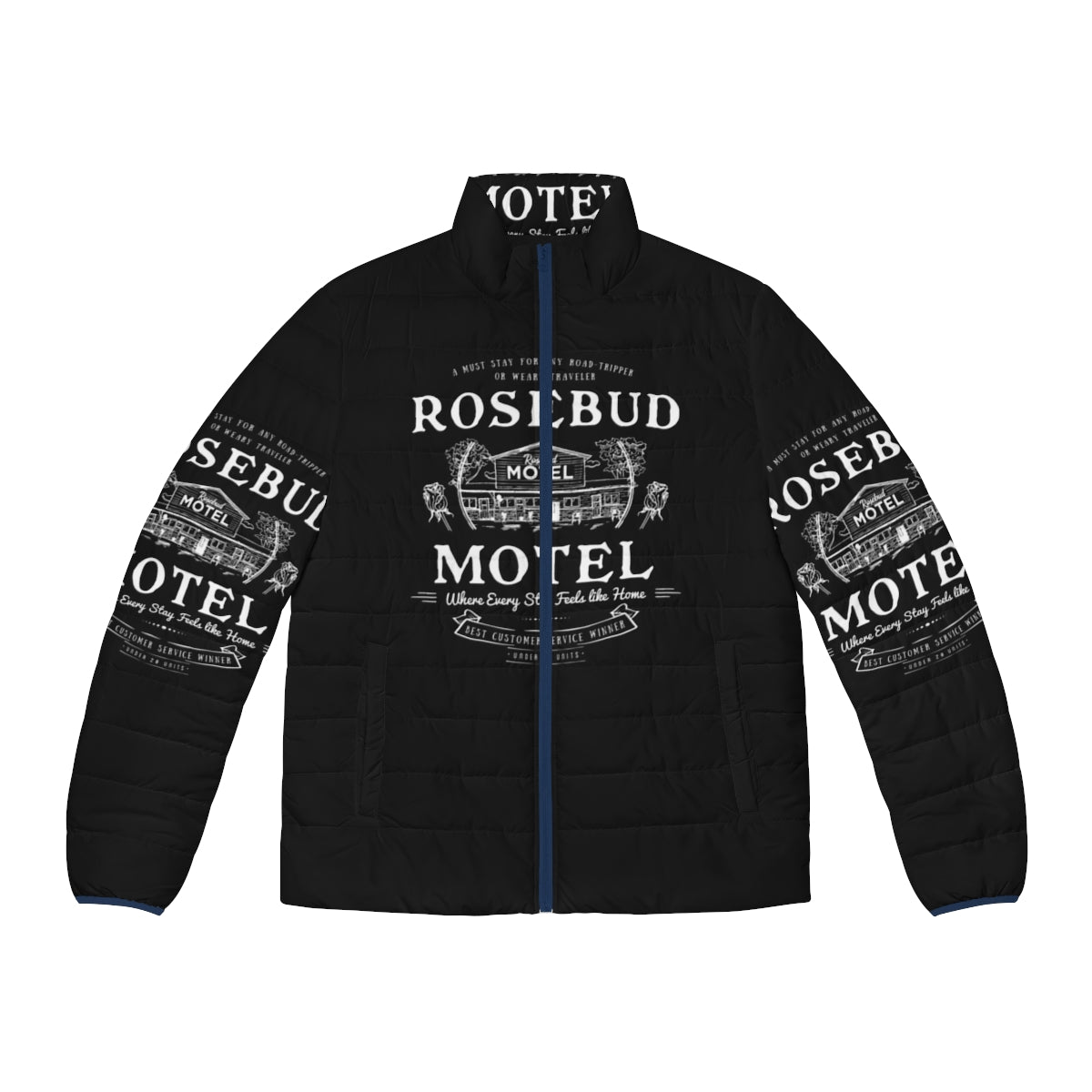 Rosebud Motel inspired funny puffer jacket for Schitt's Creek fans