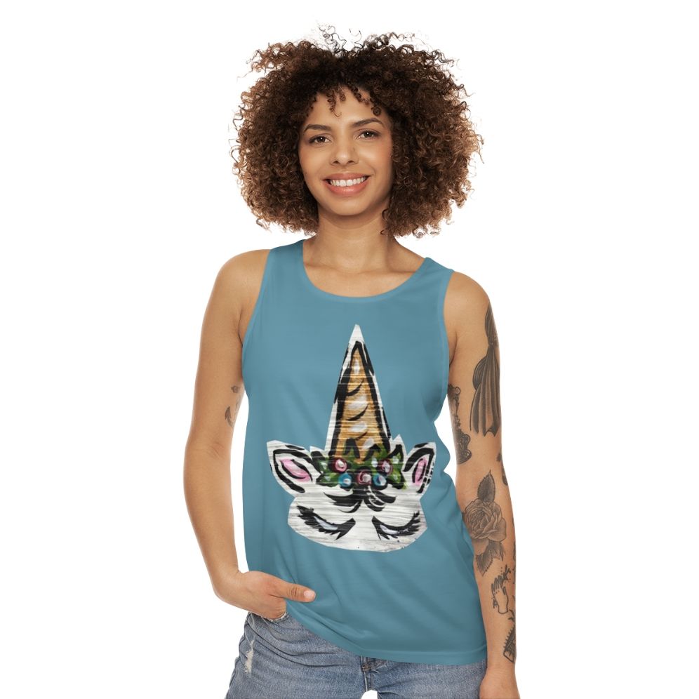 Unisex floral unicorn tank top - women