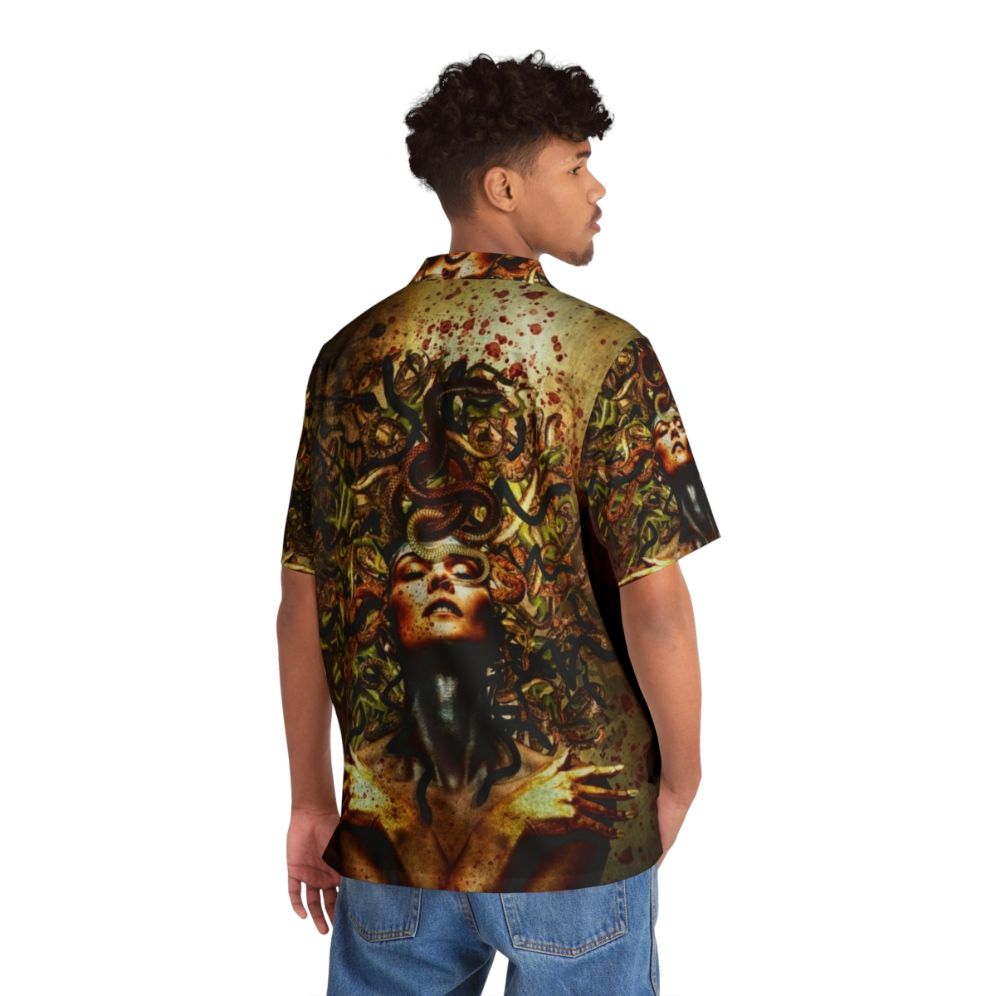 Captivating Medusa-inspired Hawaiian shirt with snake print design - People Back