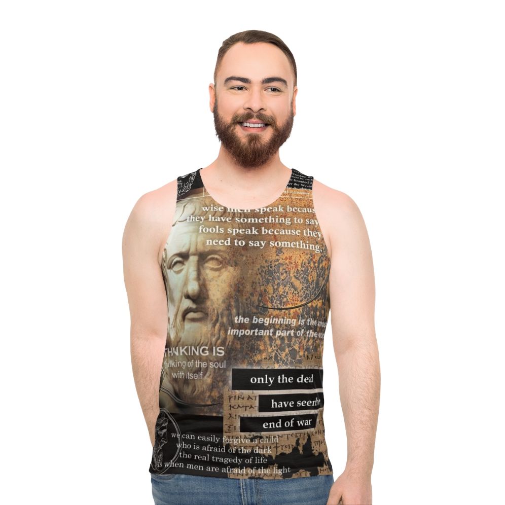 Plato Unisex Tank Top featuring Greek philosopher design - men