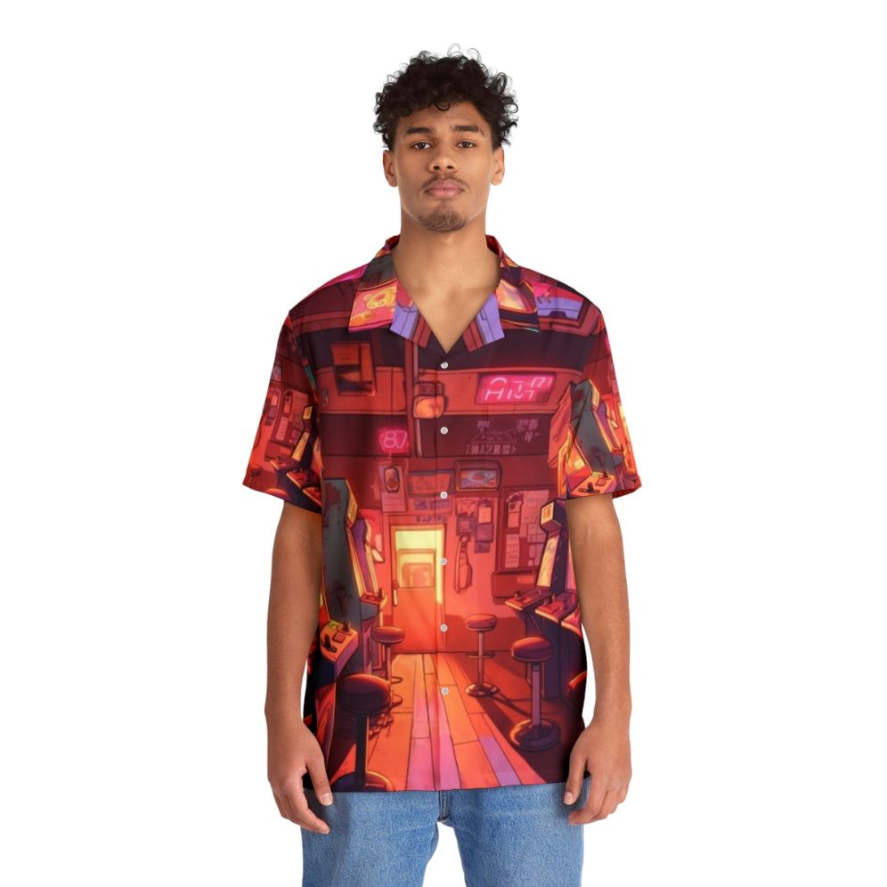 Arcade Hall Hawaiian Shirt featuring Stranger Things inspired design - Lifestyle