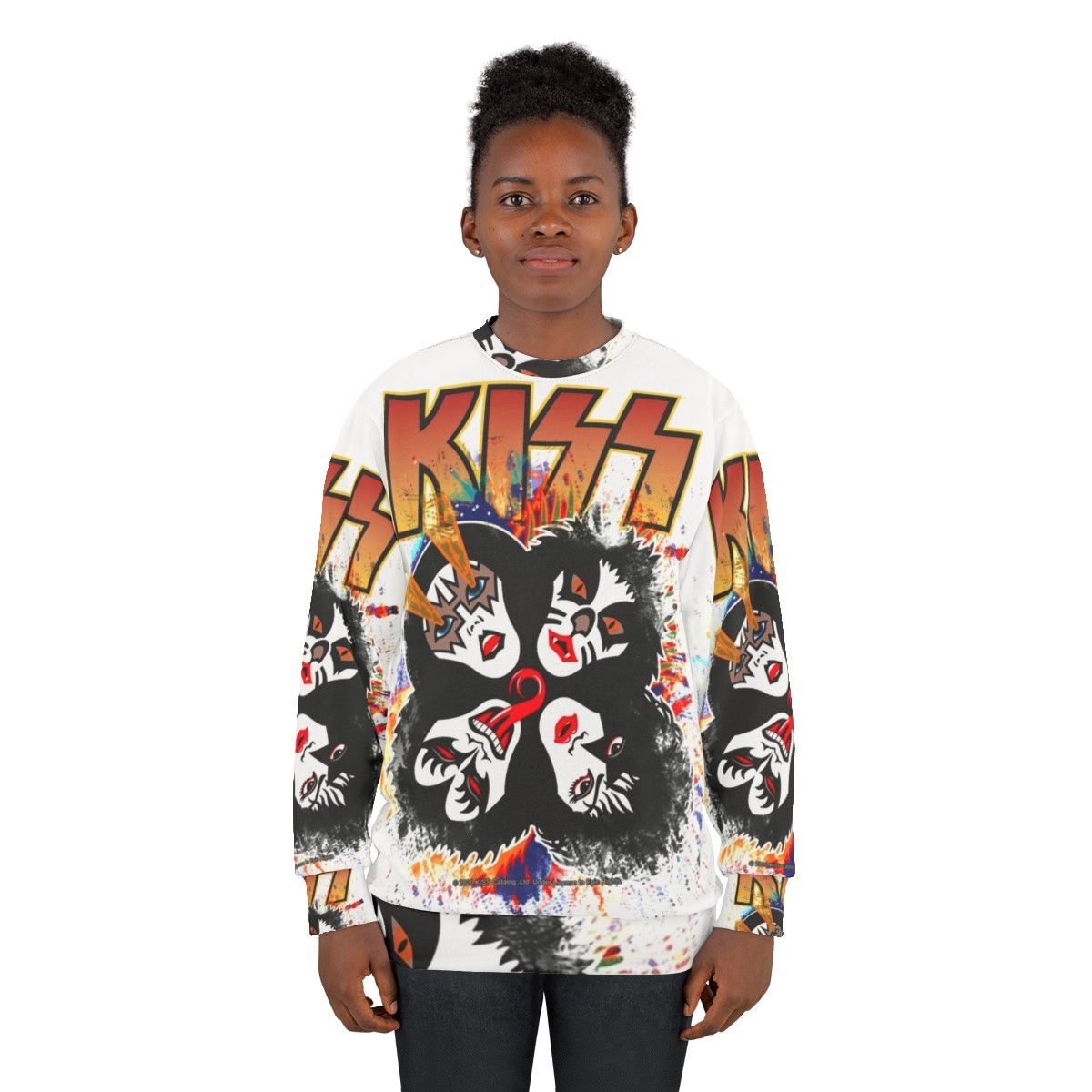 Kiss Band Rock and Roll Sweatshirt with Splash Logo - women