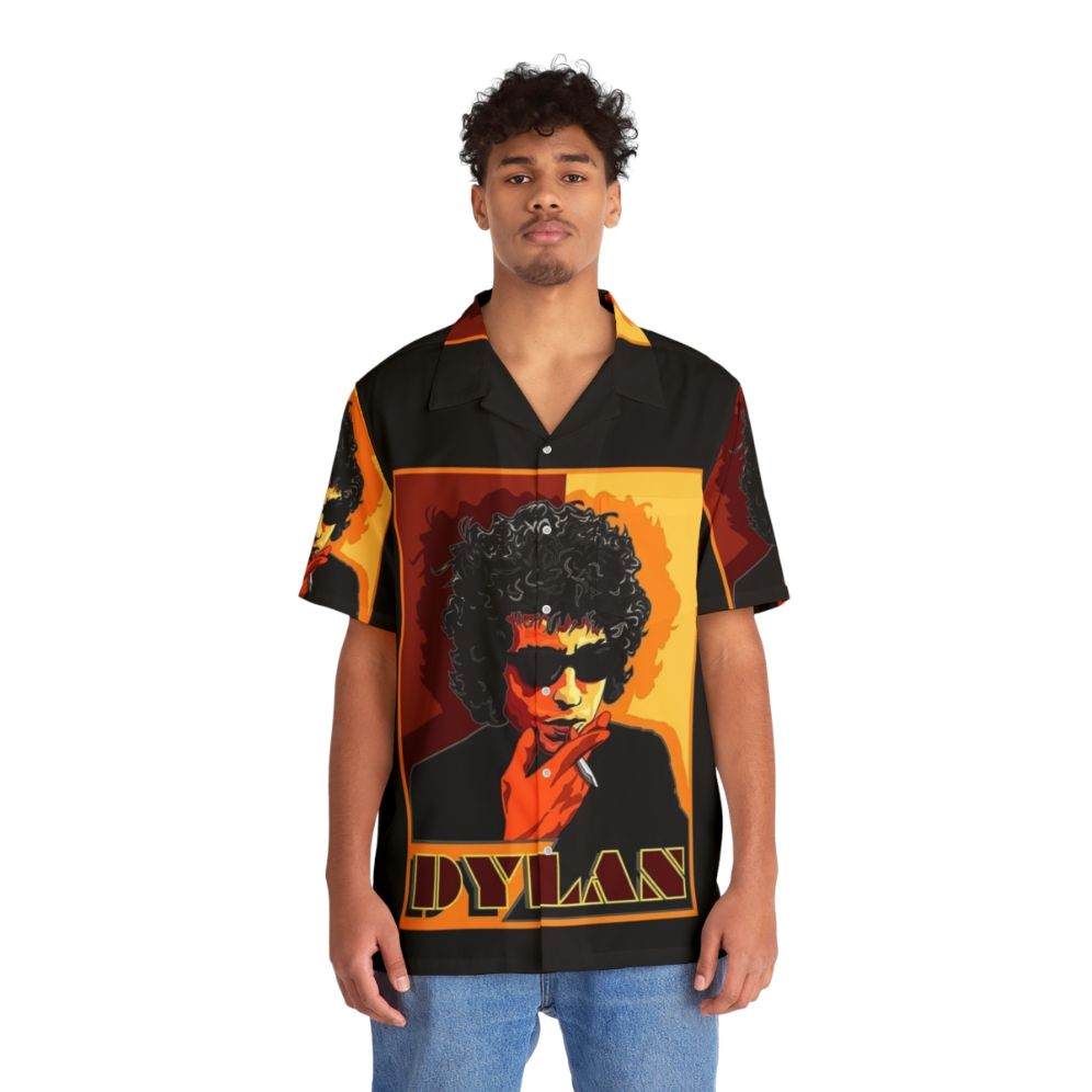 Bob Dylan Hawaiian Shirt with Guitar and Vintage Design - People Front