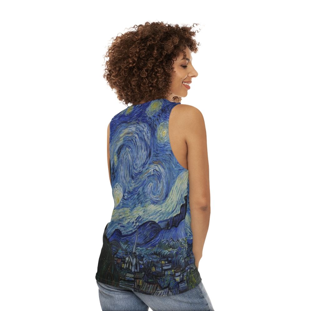 The Starry Night' by Vincent Van Gogh Unisex Tank Top - women back