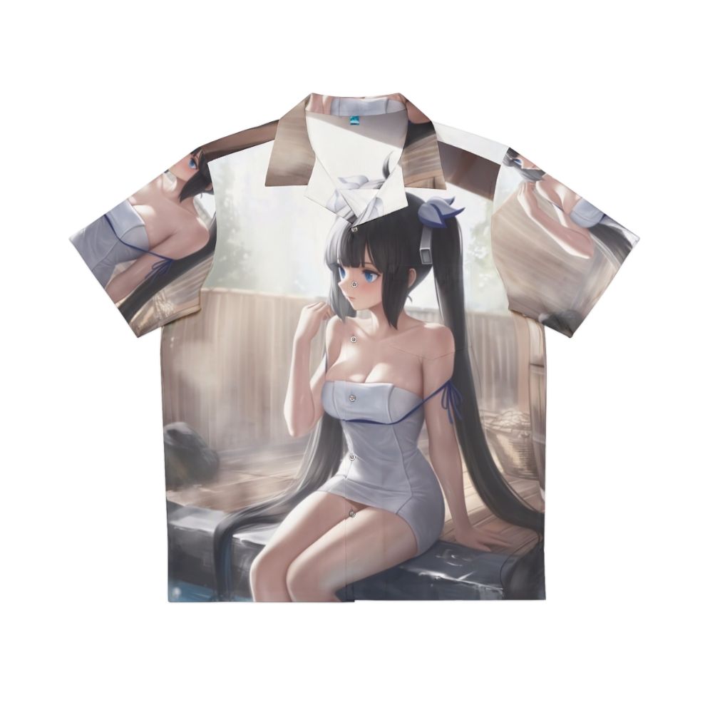 Hestia Familia Hawaiian Shirt with Anime Ecchi Onsen Design