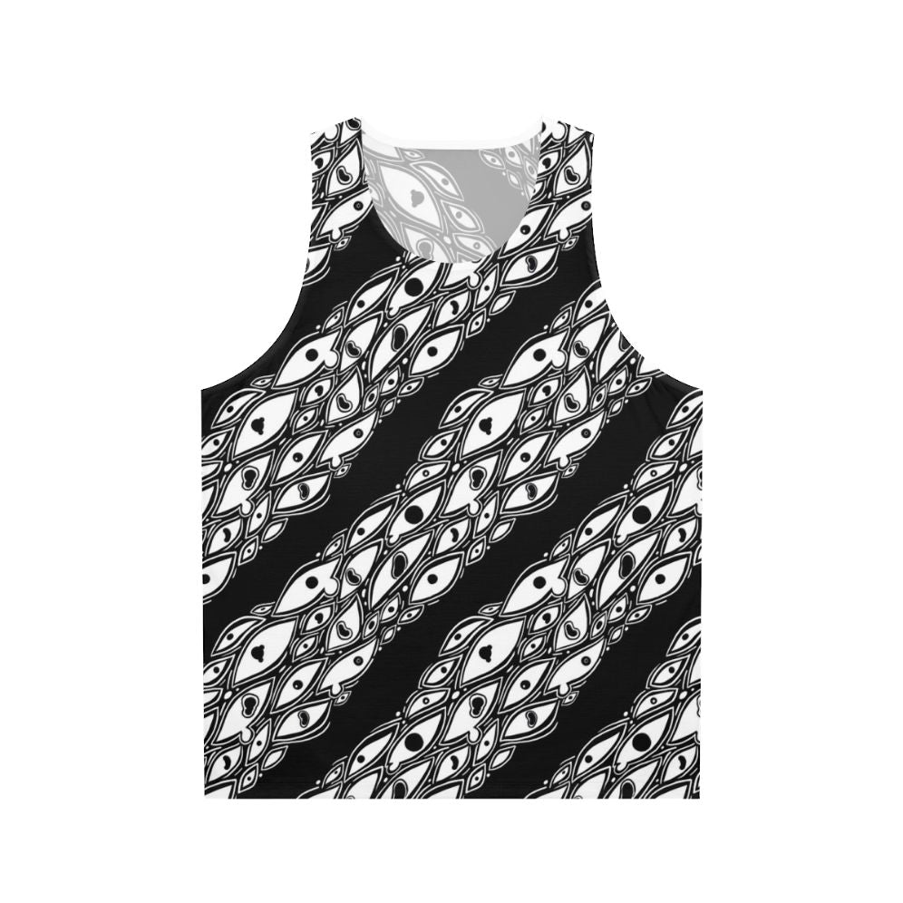 Unisex tank top with all-over eyeball print design