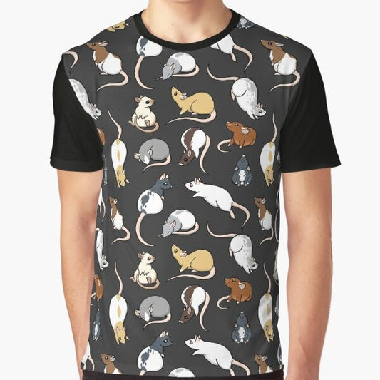 Cute rat graphic design on a white t-shirt