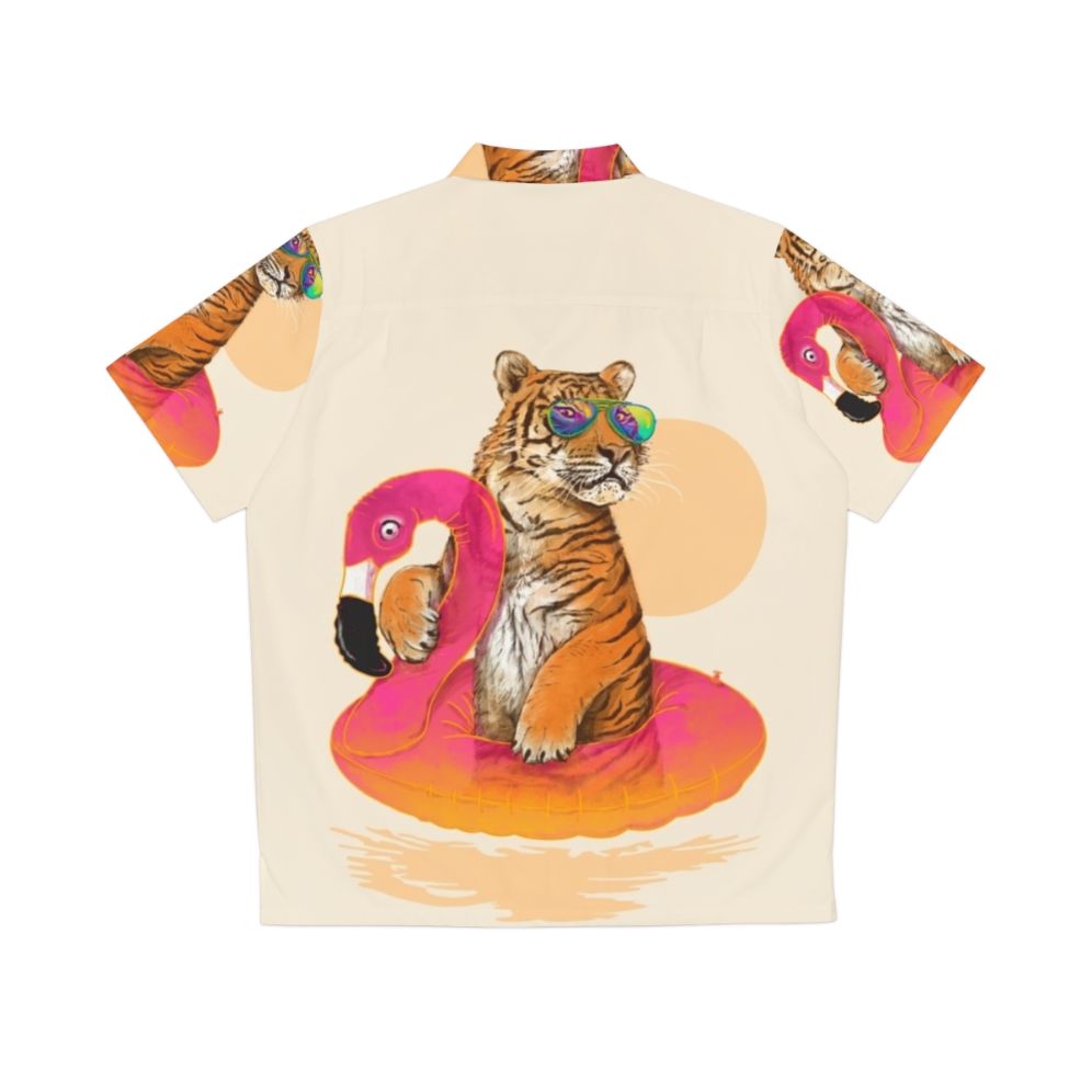 Stylish tropical flamingo tiger Hawaiian shirt - Back