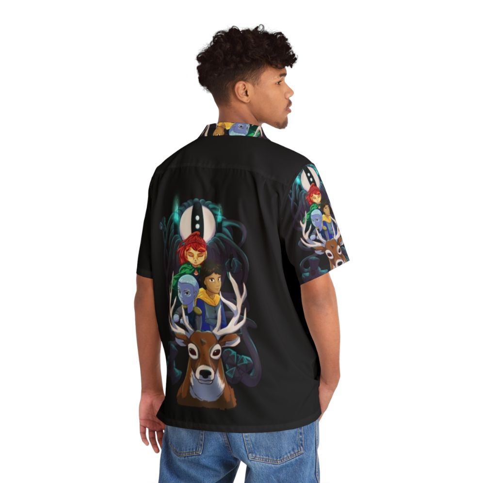 Infinity Train Fantasy Hawaiian Shirt featuring cartoon characters from the Cartoon Network series - People Back