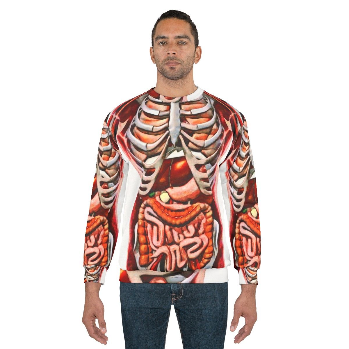 Human anatomy skeleton art sweatshirt - men