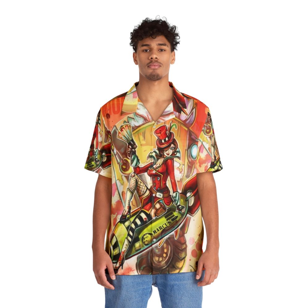 Bombshell Hawaiian Shirt with Tropical Floral Pattern - People Front