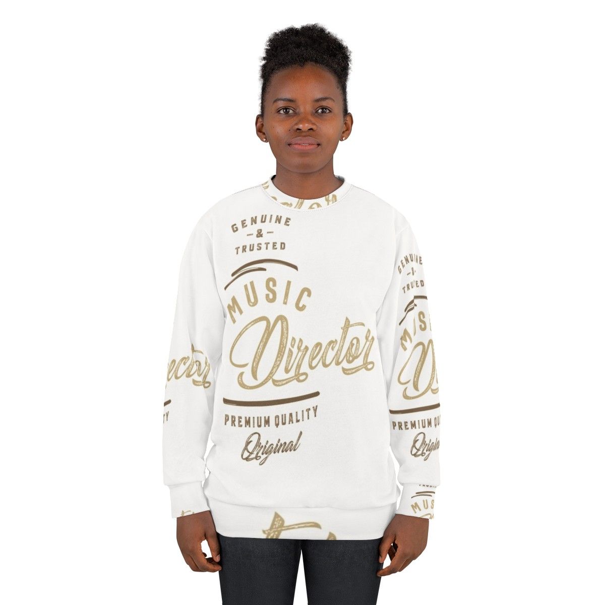 Music Director Sweatshirt with an image of a conductor waving a baton - women