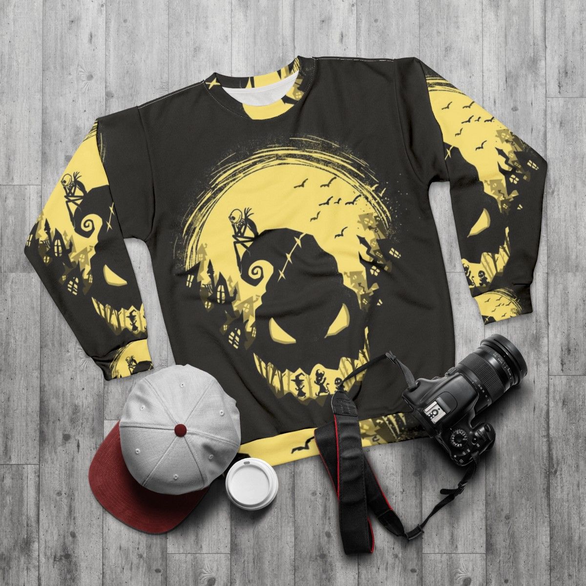 Jack Skellington Nightmare Before Christmas Sweatshirt - flat lay