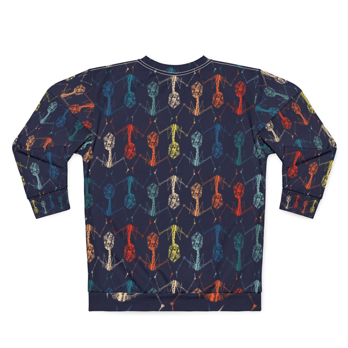 Built Phage Rainbow Sweatshirt featuring a bacteriophage graphic design - Back