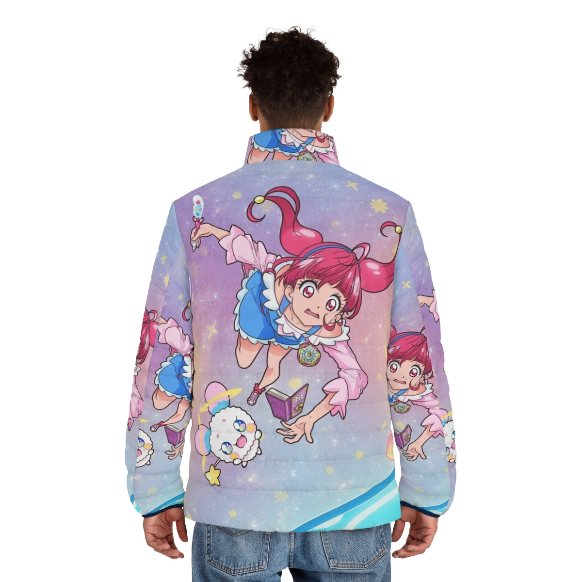 Hoshina Hikaru from Star Twinkle Precure wearing a puffer jacket - men back