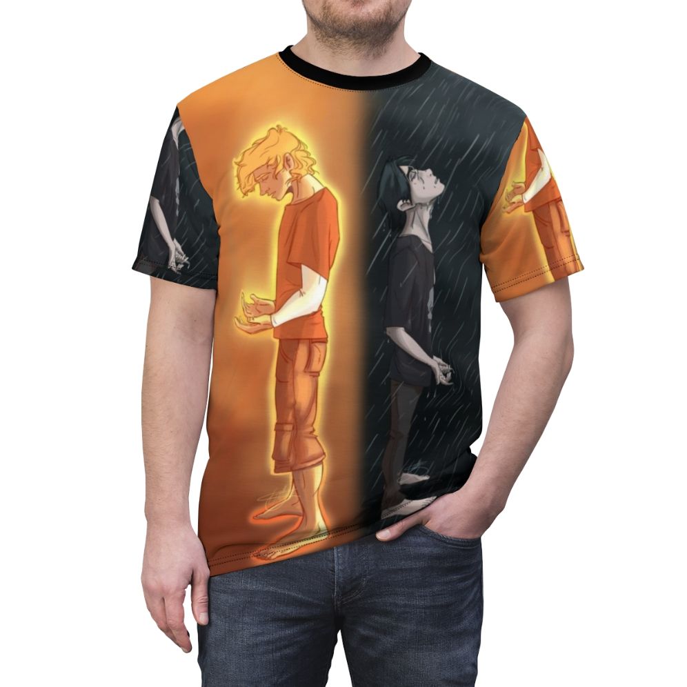 Nico and Will Graphic Tee with a stunning AOP design featuring the sun and rain - men front