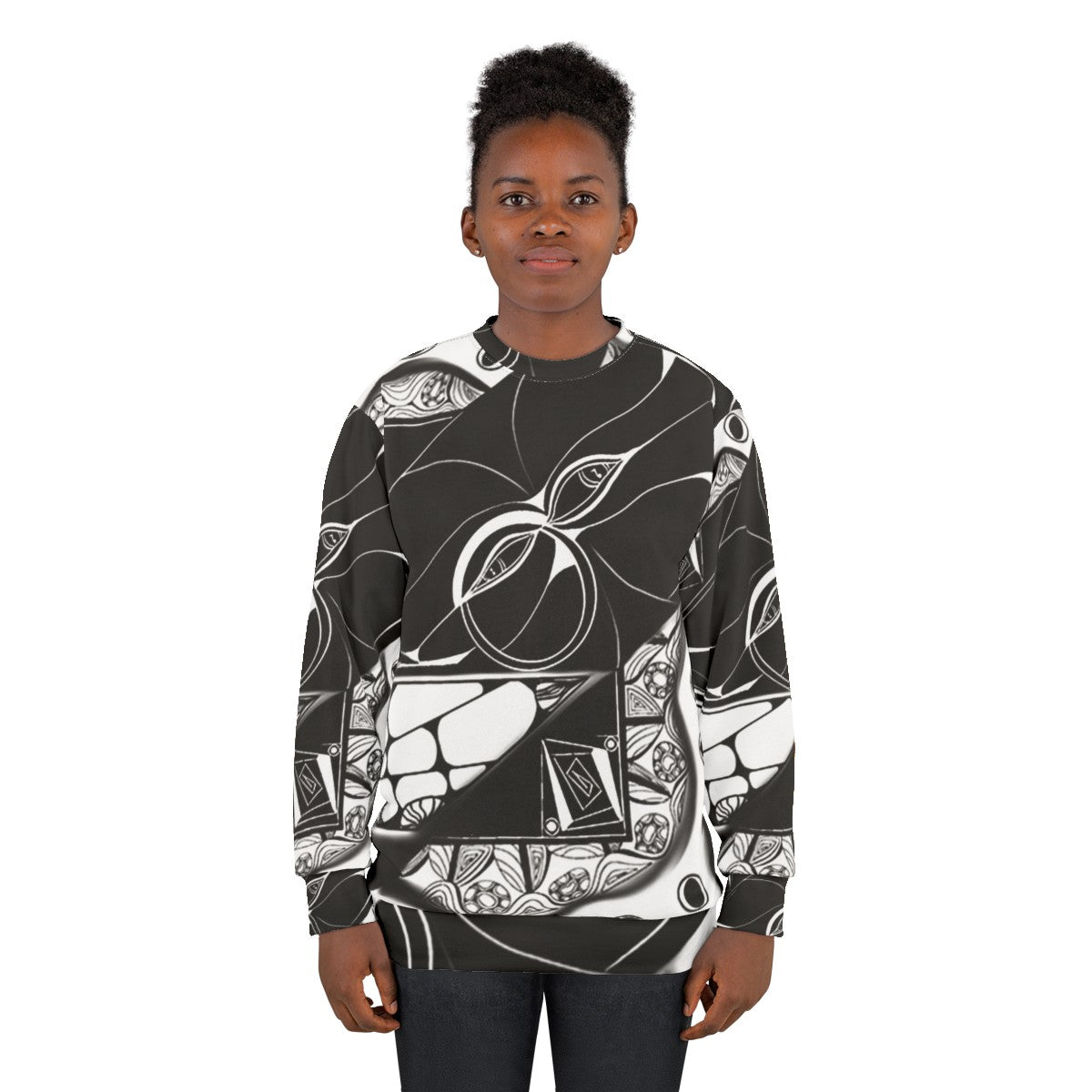 Hidden music sweatshirt with artistic notes pattern - women