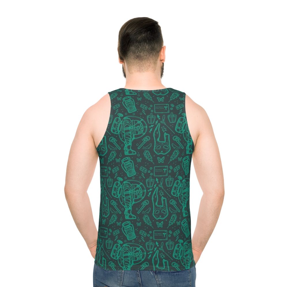 Bioshock Rapture Continuous Pattern Blue Unisex Tank Top - men back