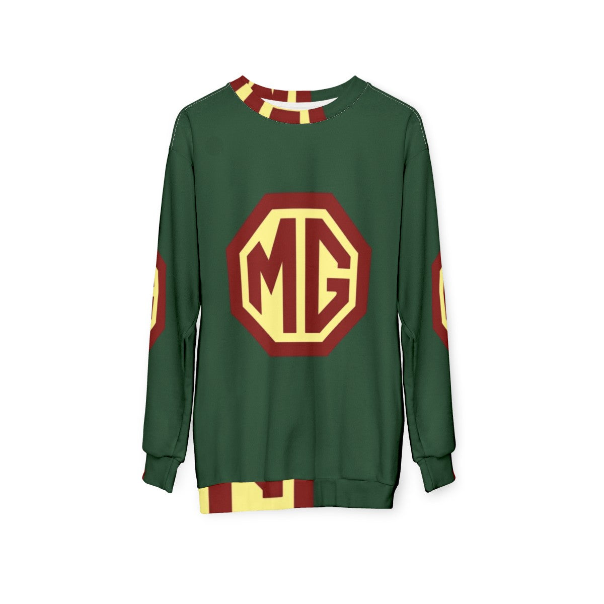 Classic MG sports car logo on a comfortable sweatshirt - hanging