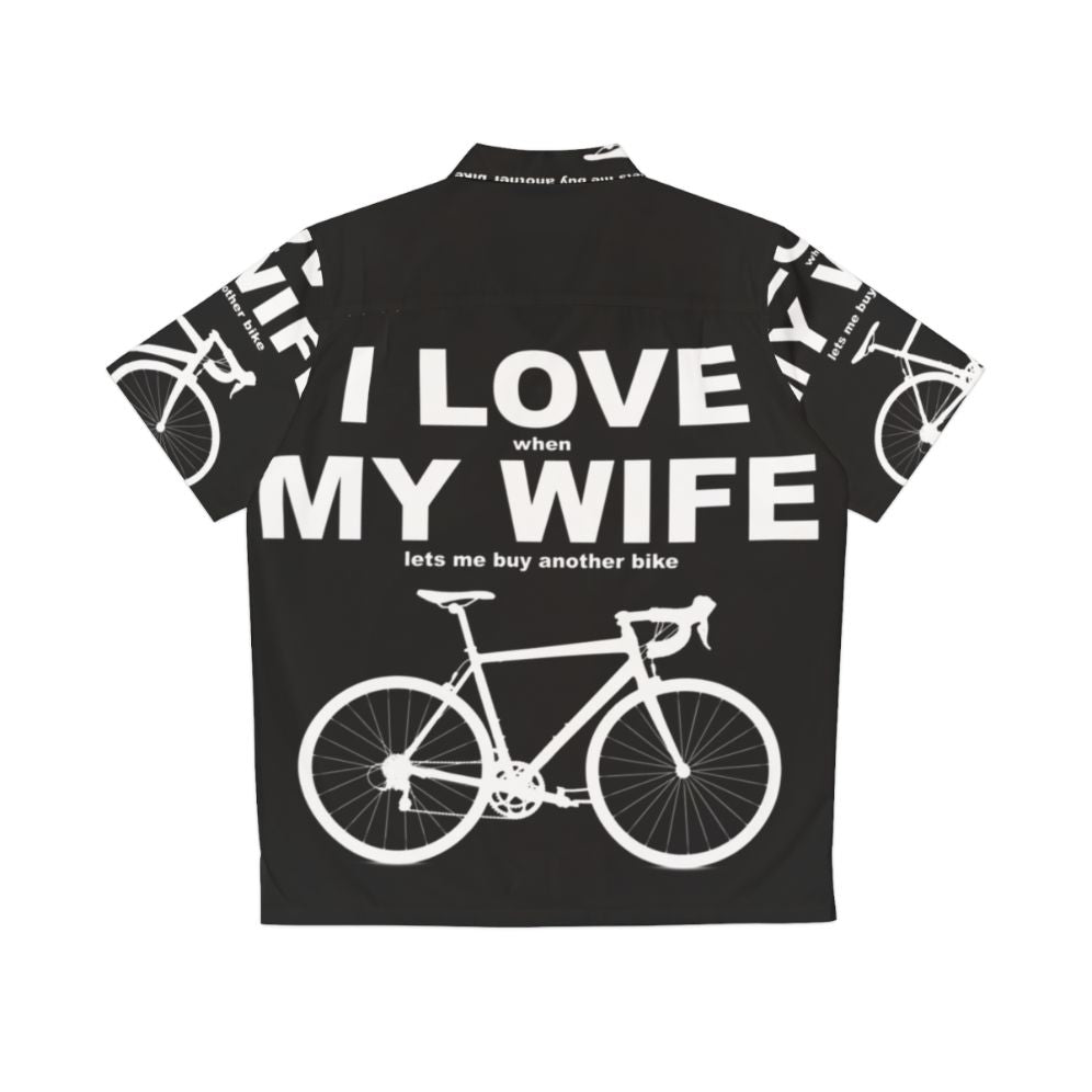 I Love My Wife Hawaiian Cycling Shirt with Biker Humor - Back