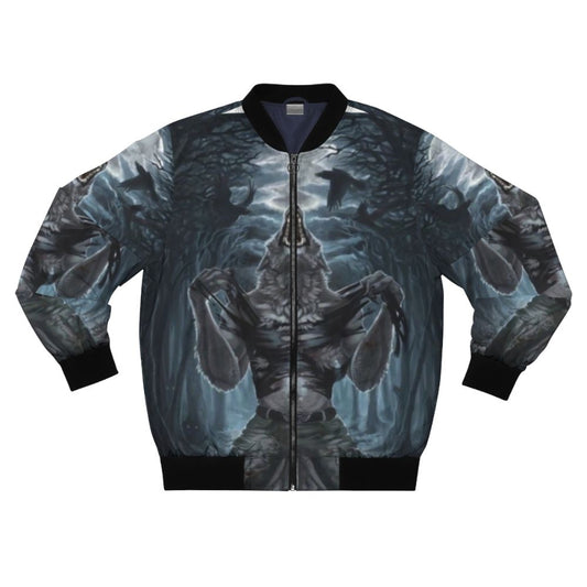 Werewolf ripping through a shirt, scary monster design for a bomber jacket