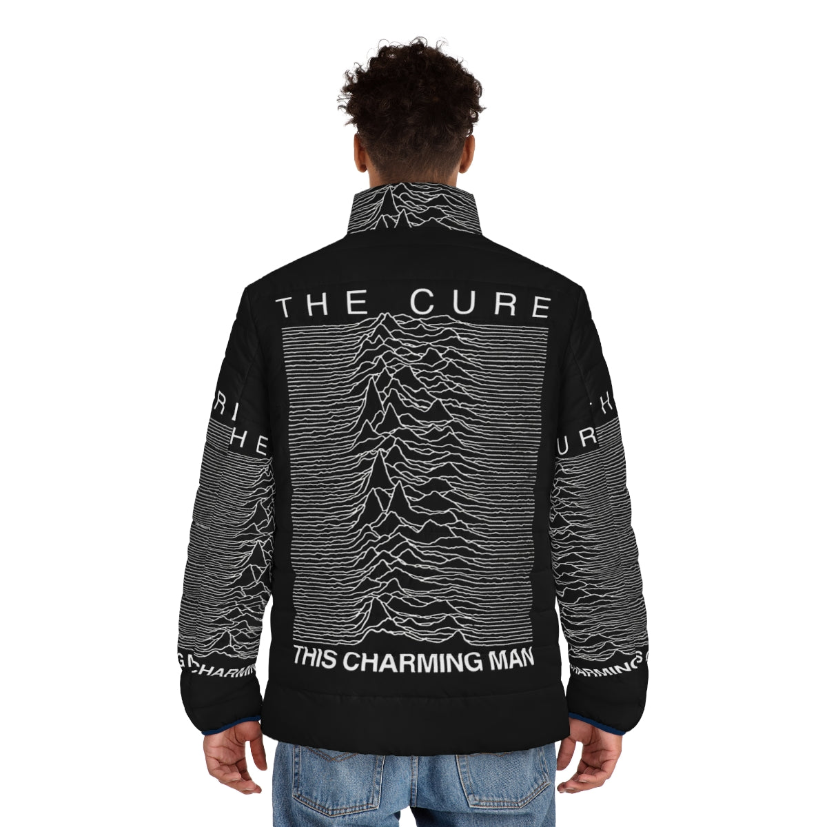 The Cure "This Charming Man" Puffer Jacket featuring the iconic new wave band - men back