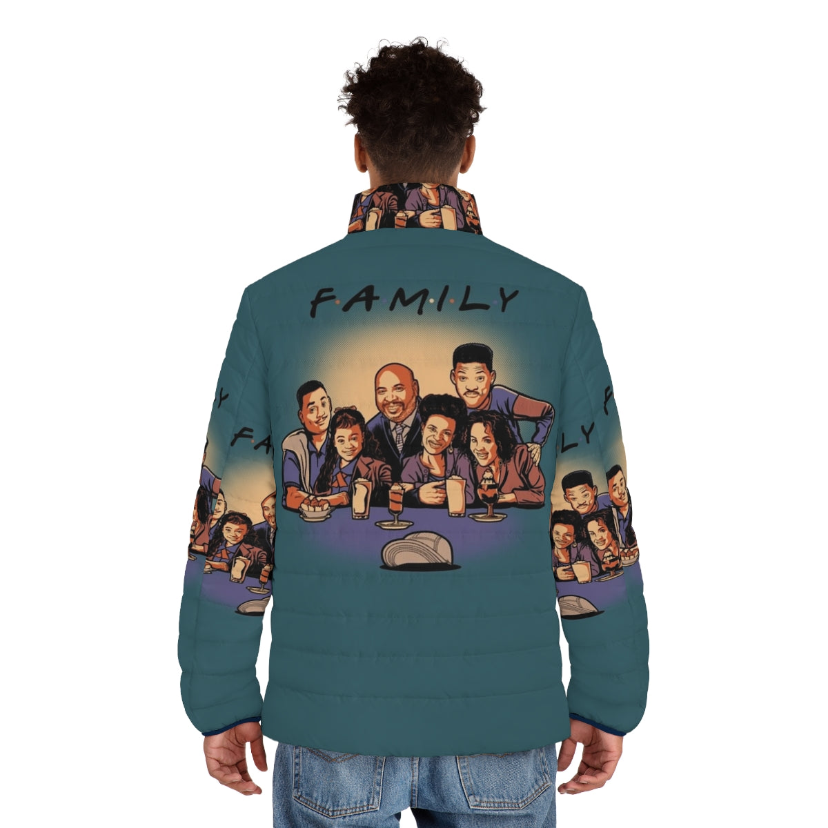 Retro 90s puffer jacket inspired by Carlton Banks from The Fresh Prince of Bel Air - men back