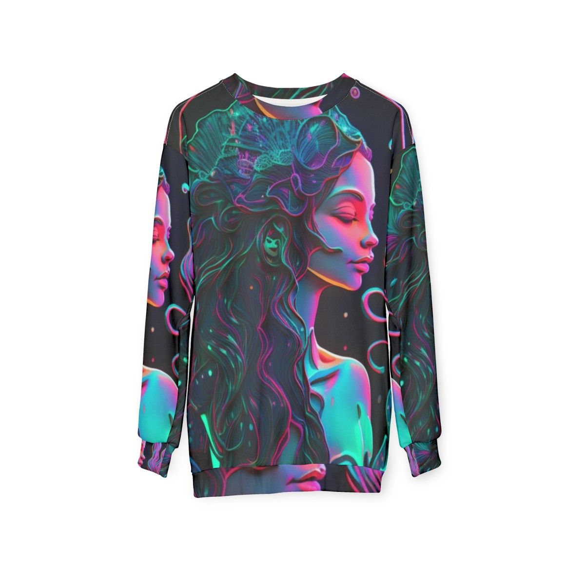 Mythical sea creature sweatshirt with fantasy design - hanging