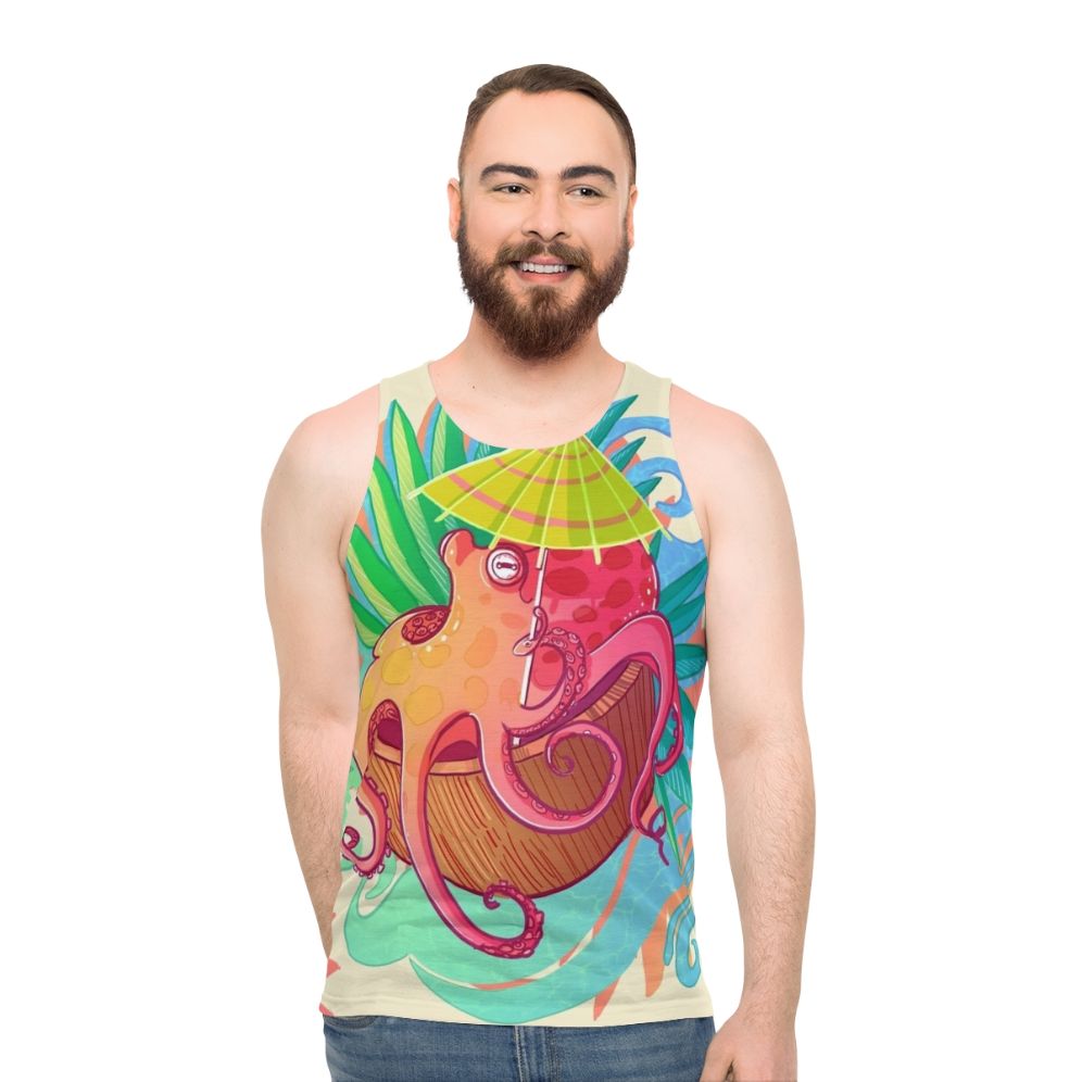 Octopus on the Beach Unisex Tank Top - men