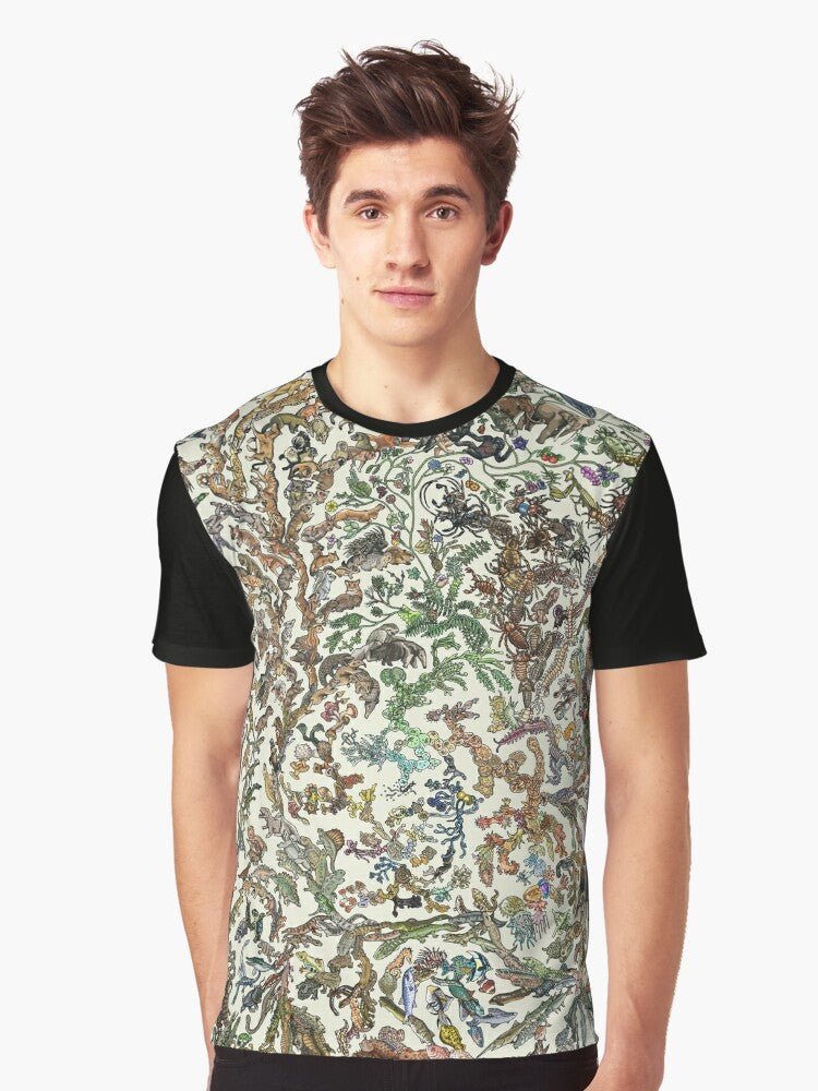 Tree of life graphic t-shirt with animal evolution design - Men