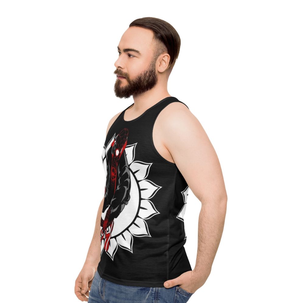 White Sunflower Spider Unisex Tank Top - men side