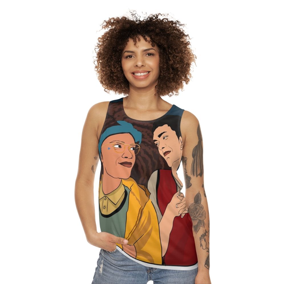 Heartstopper Unisex Tank Top with Charlie and Nick Artwork - women