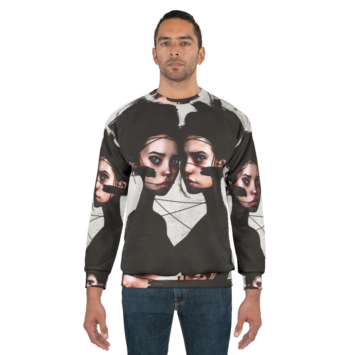 Gemini Zodiac Sweatshirt with Realistic Portrait Design - men